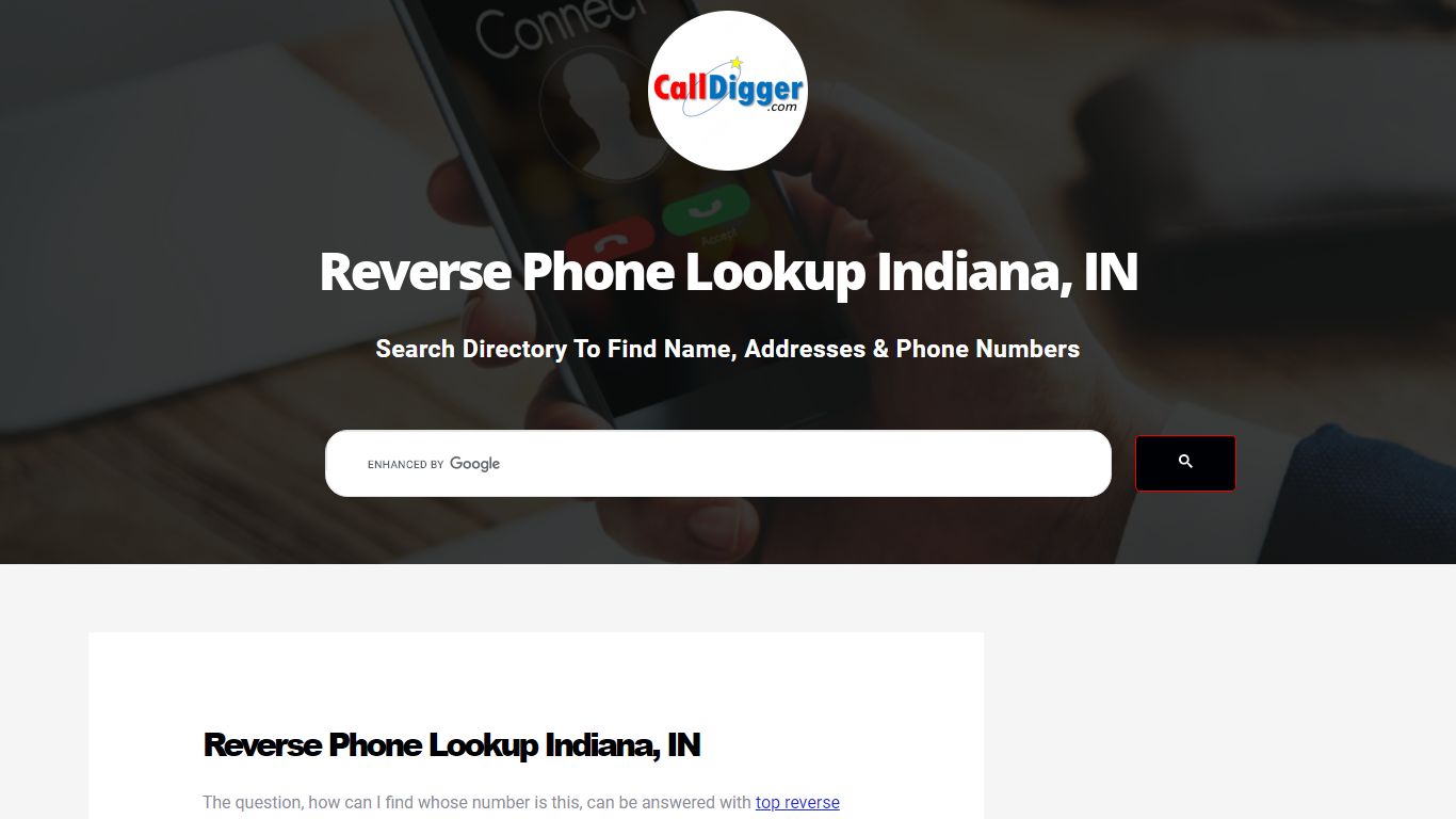 Reverse Phone Lookup Indiana, IN - calldigger.com